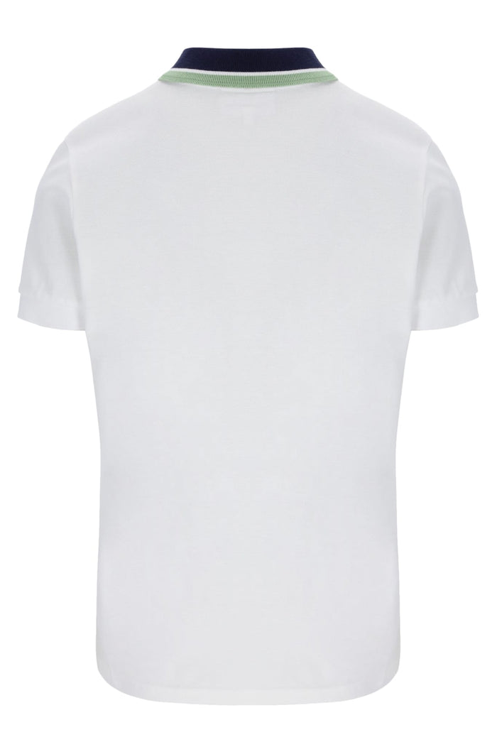 Carina Polo Shirt in White/Martime Blue