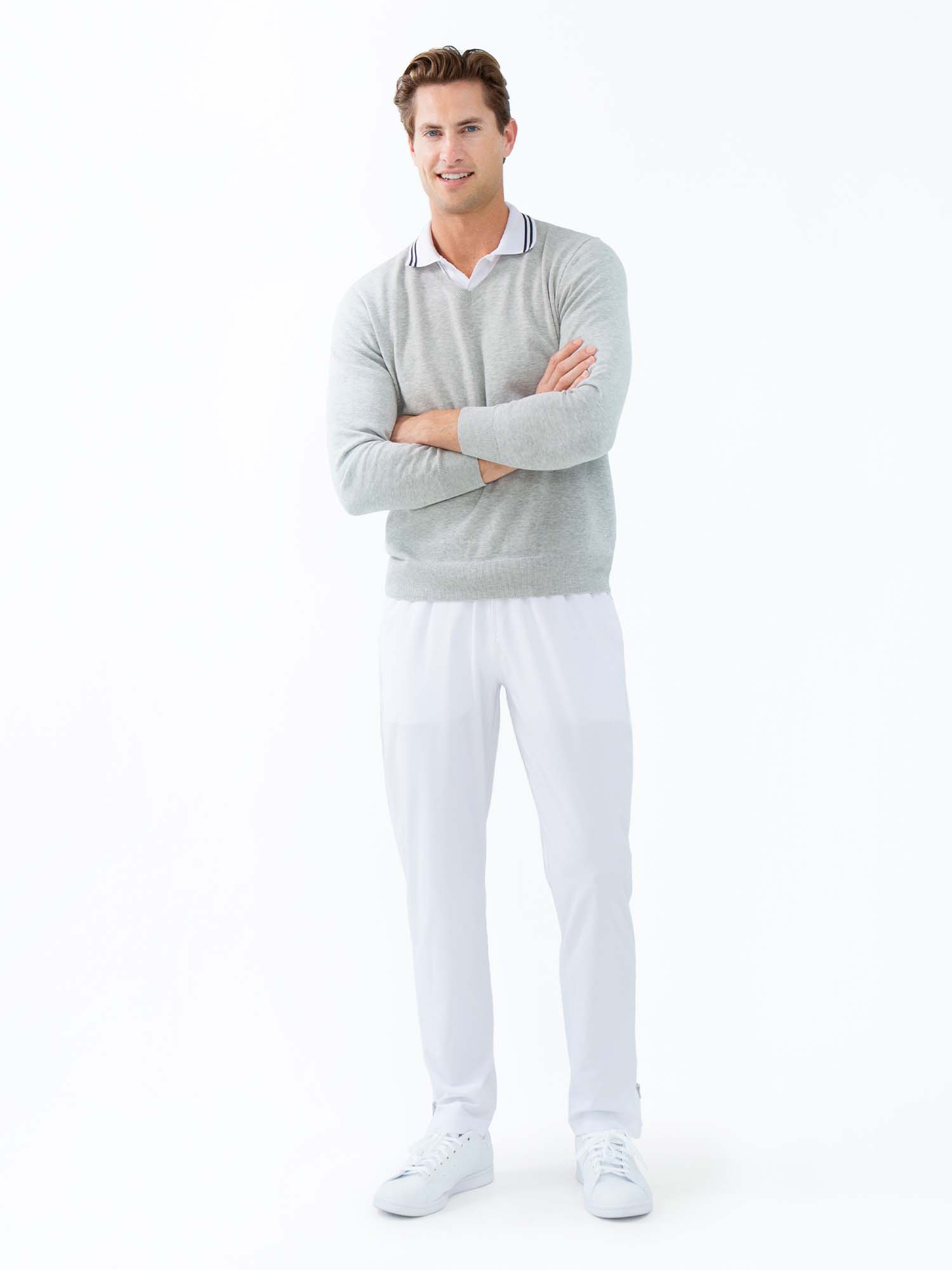 Classic V Neck Sweater - Light Heather