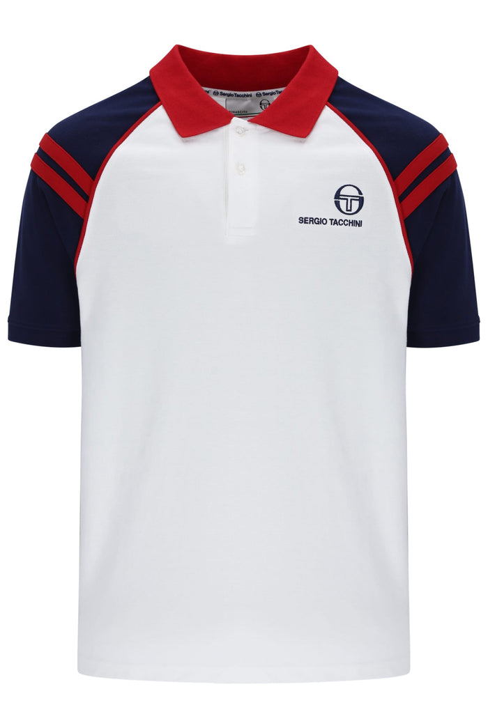 Cortona Polo Shirt in White/Martime Blue