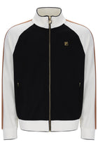 Cory Colour Block Track Jacket w Bamboo Badge in Black/White Down/Raw Umber