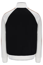 Cory Colour Block Track Jacket w Bamboo Badge in Black/White Down/Raw Umber