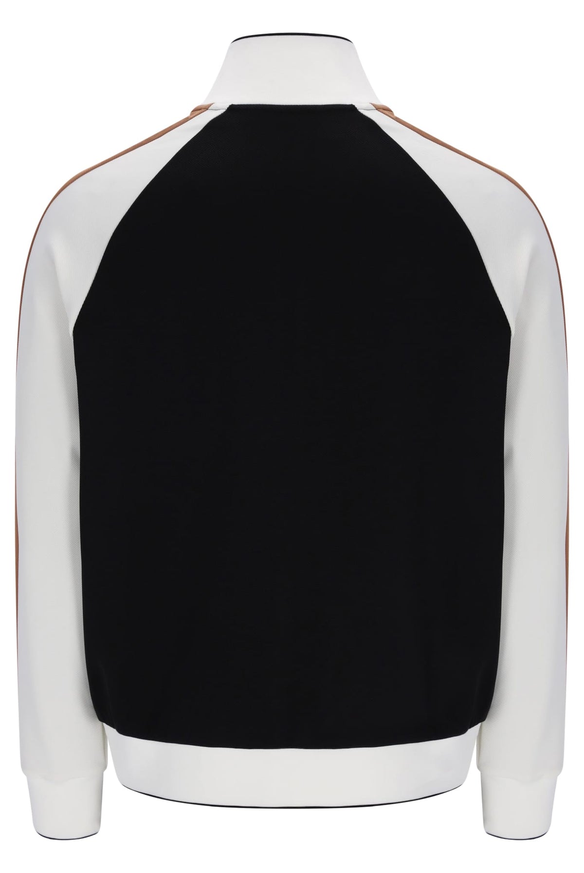 Cory Colour Block Track Jacket w Bamboo Badge in Black/White Down/Raw Umber