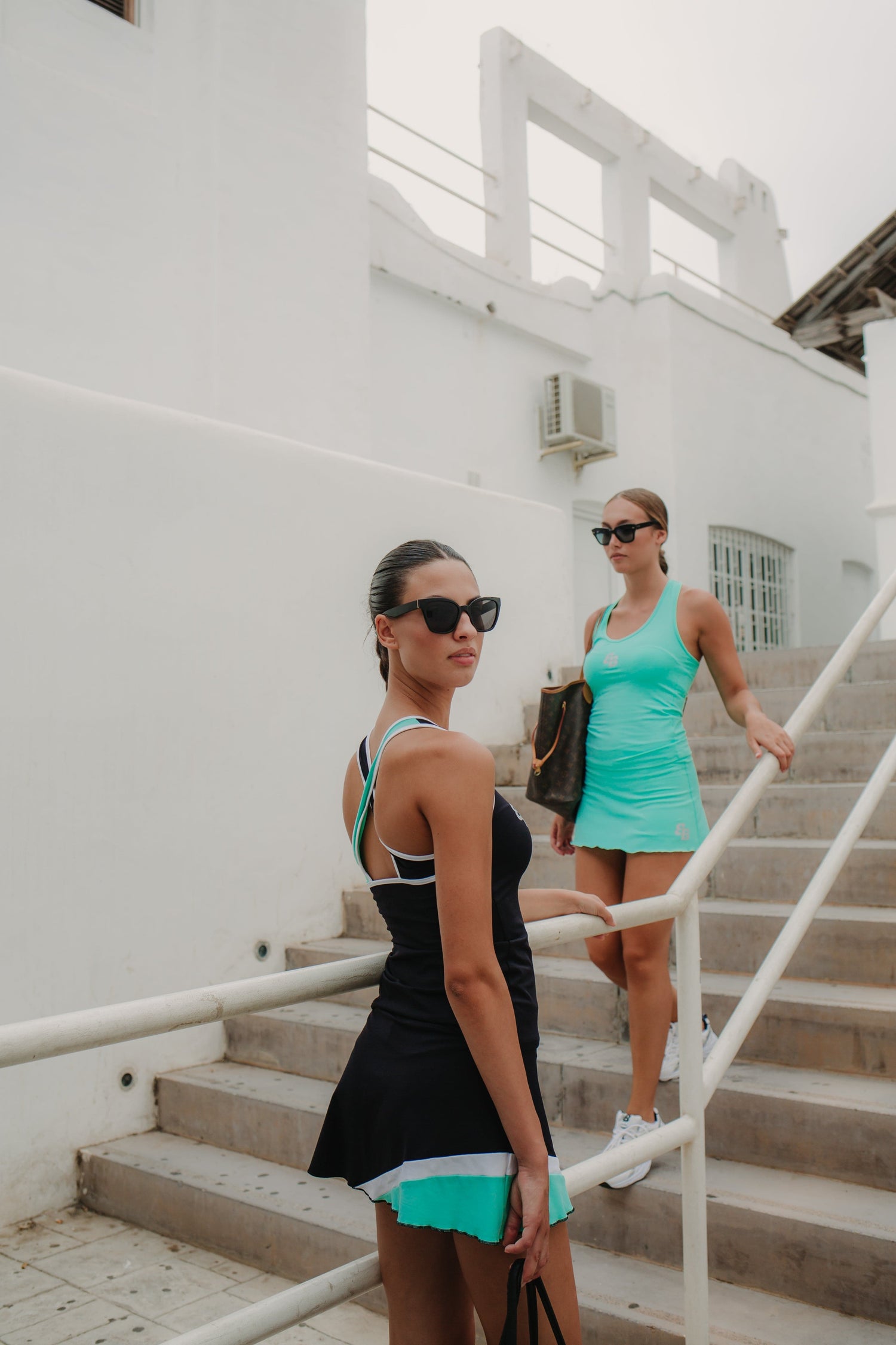 Cuba Skirt in Black/Aquamarine/White