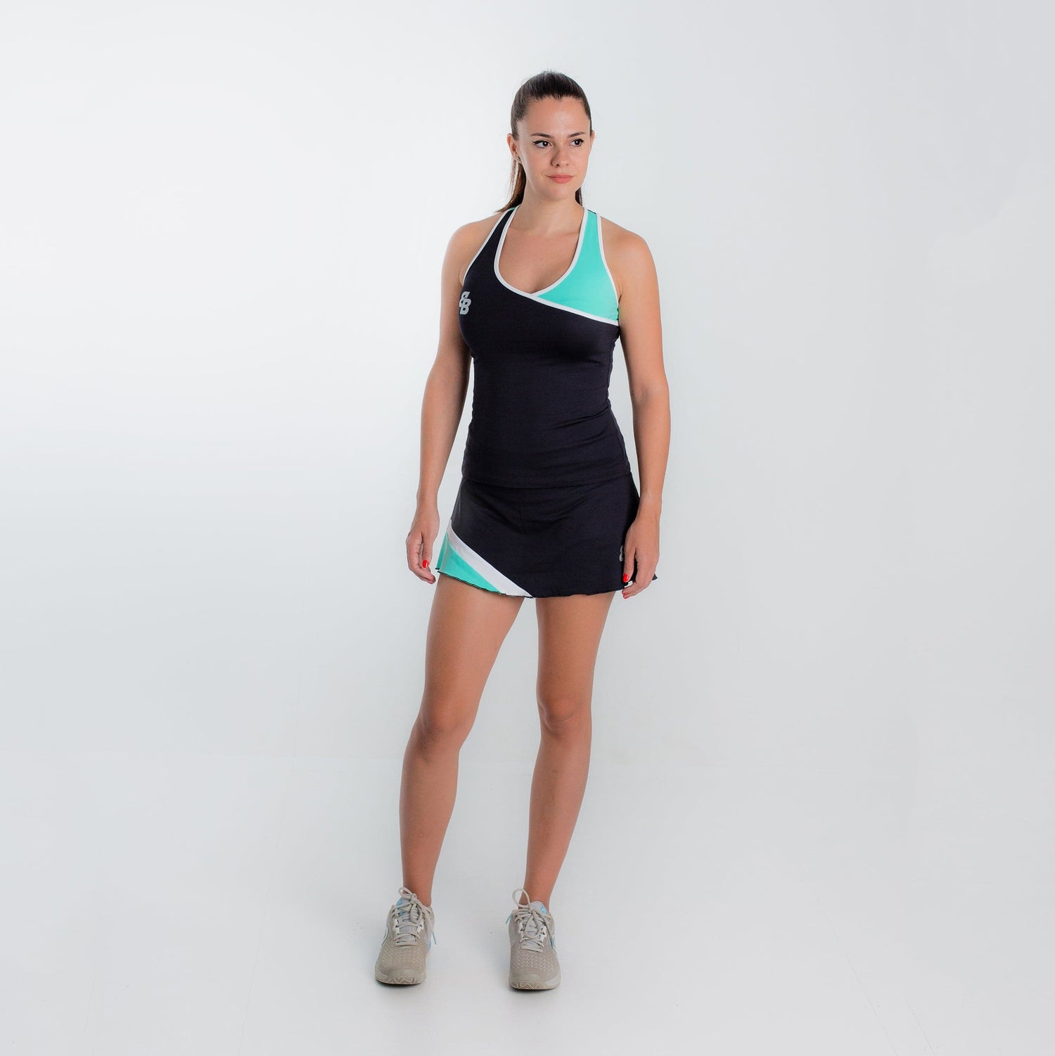 Cuba Skirt in Black/Aquamarine/White