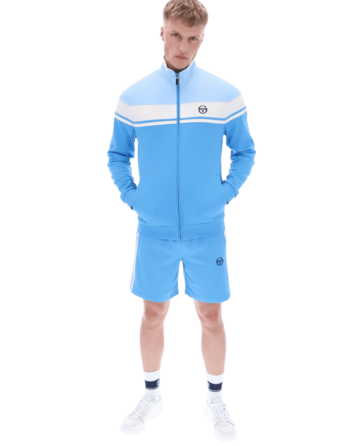 Sergio Tacchini Damarindo Track Top In Azure Blue/Gardenia | Men's Sergio Tacchini Damarindo Track Top In Azure Blue/Gardenia | Men's