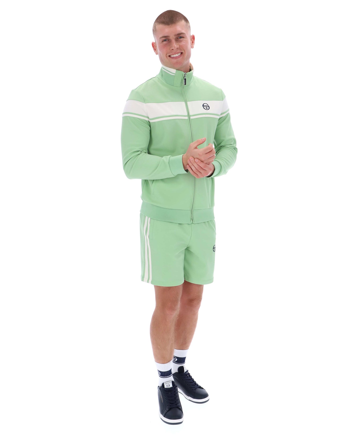Damarindo Track Top in Quiet Green/Gardenia