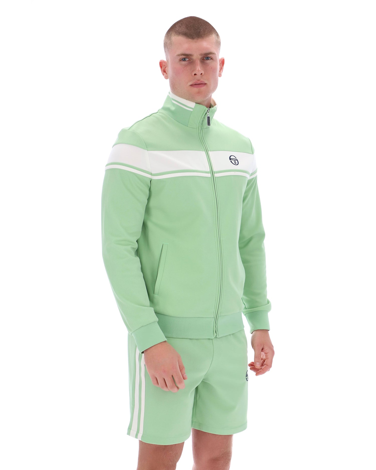 Damarindo Track Top in Quiet Green/Gardenia