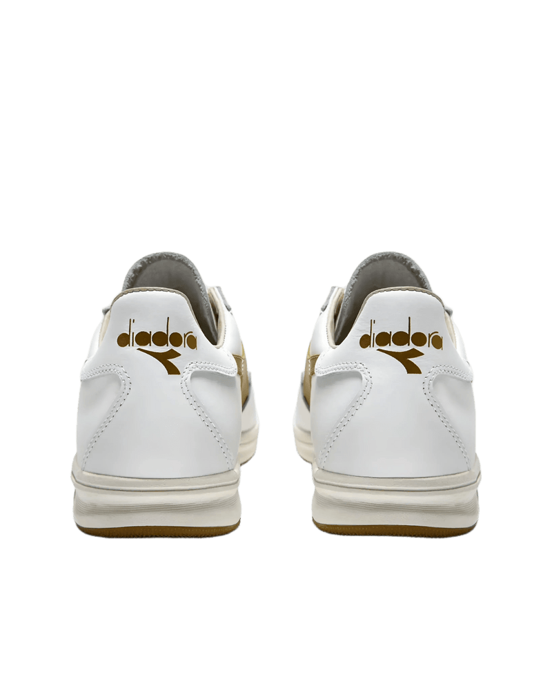 Diadora Borg Elite Tennis Shoes 100% Finest Italian Leather Gold Logo