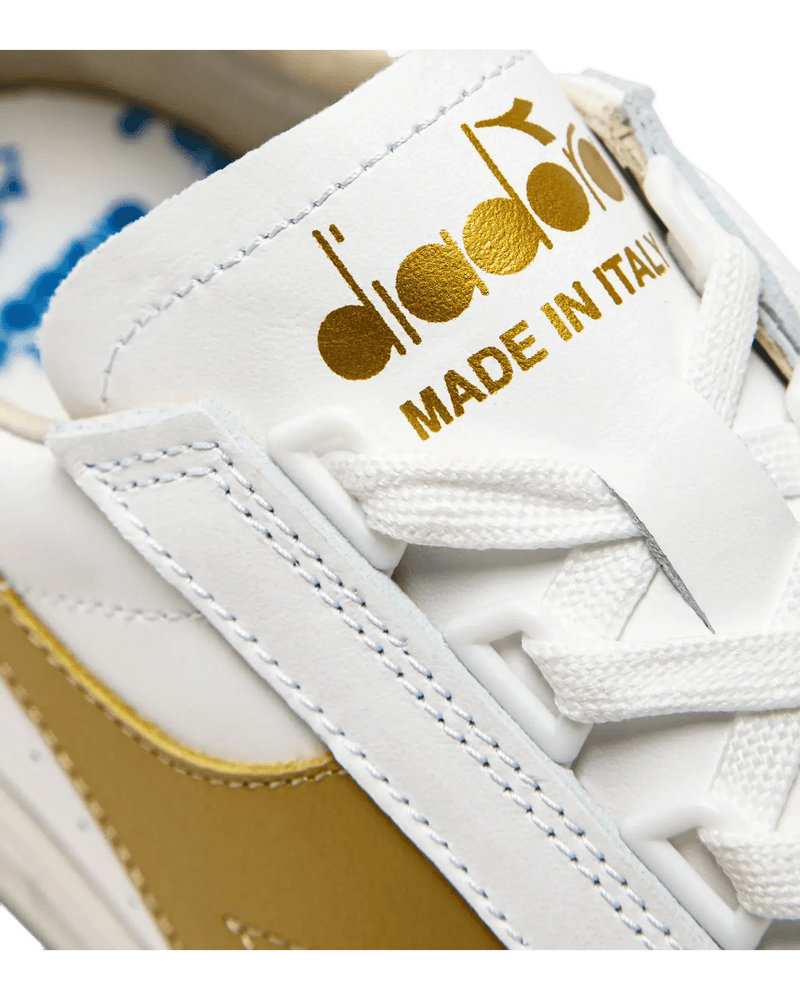 Diadora Borg Elite Tennis Shoes 100 Finest Italian Leather Gold Logo