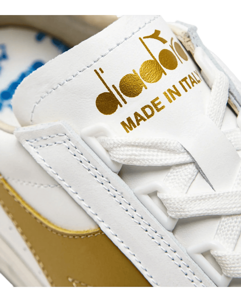 Diadora Borg Elite Tennis Shoes 100% Finest Italian Leather Gold Logo