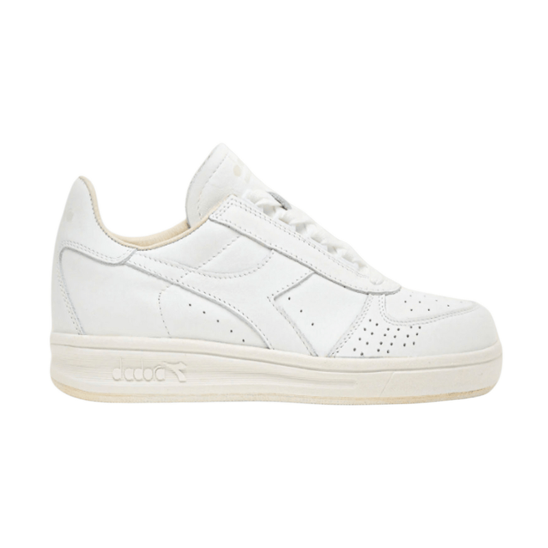 Diadora Borg Elite Tennis Shoes 100% Finest Italian Leather White/White