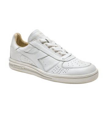 Diadora Borg Elite Tennis Shoes 100% Finest Italian Leather White/White