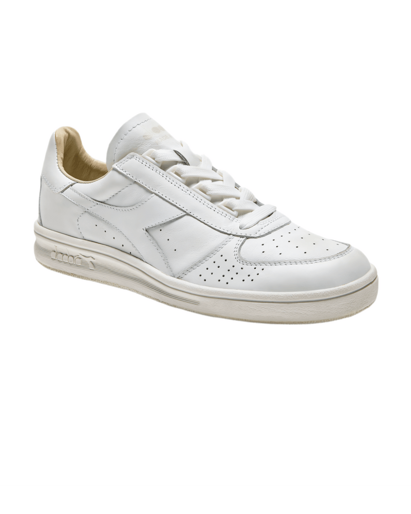 Diadora Borg Elite Tennis Shoes 100% Finest Italian Leather White/White