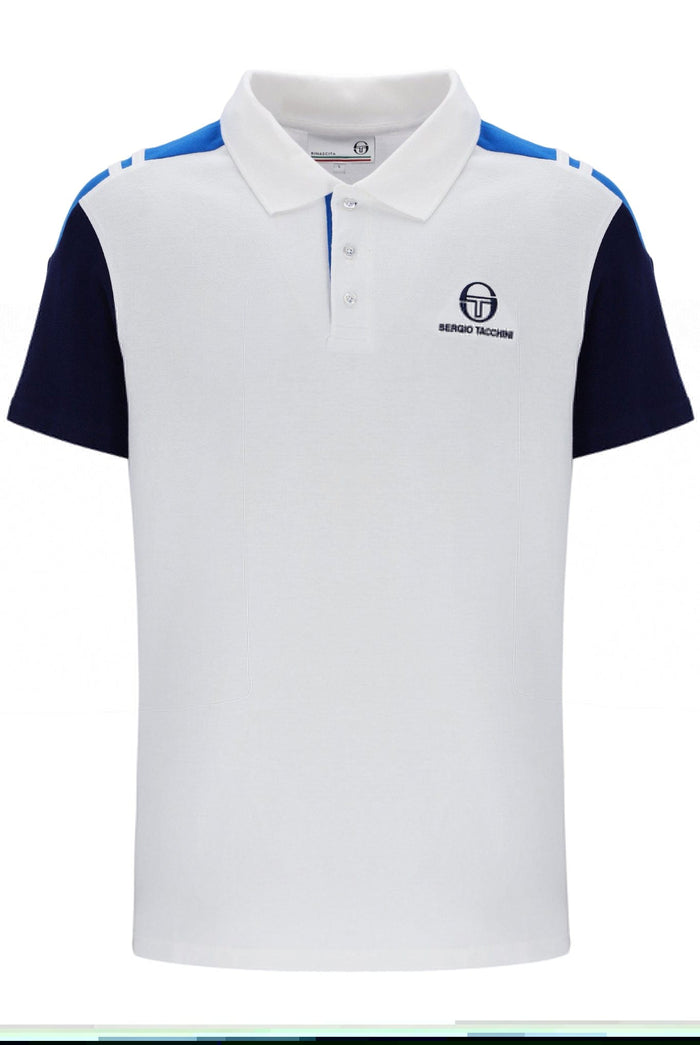Drive Polo in White/Martime Blue