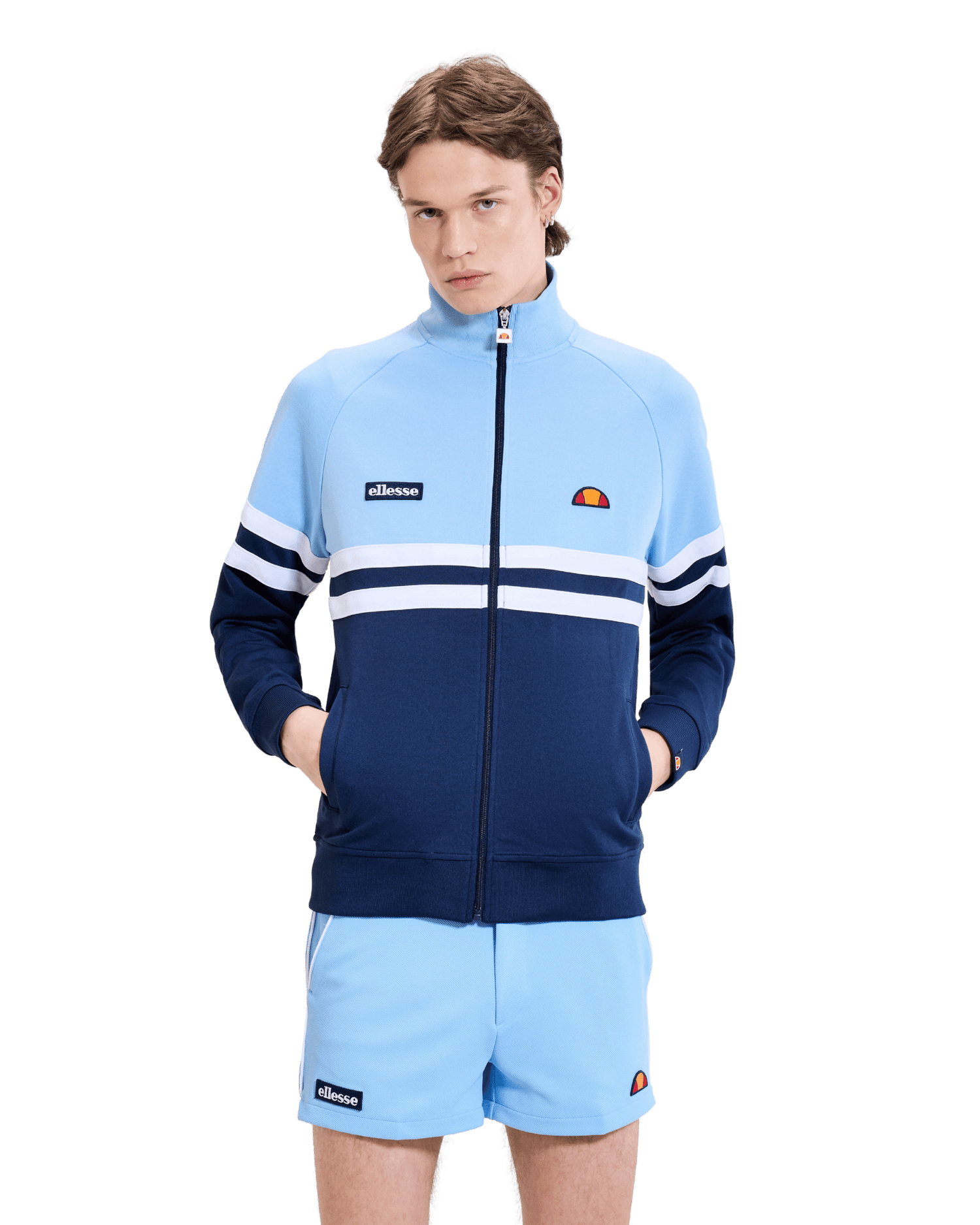 Ellesse Rimini Track Top in Light Blue/Navy