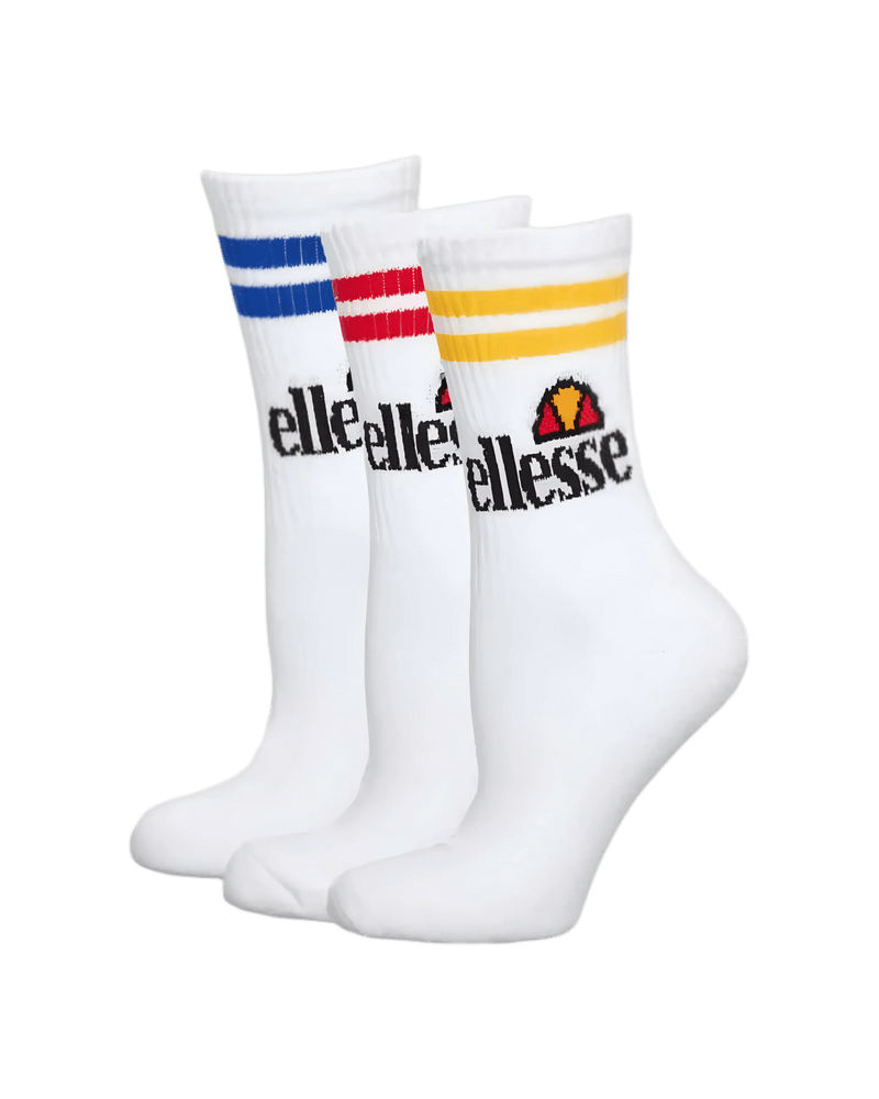 Ellesse Vilas Pullo Tennis Socks Pack of Three in White/Colours