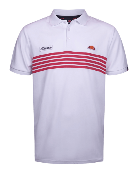 Ellesse Vilas Vanni Polo Shirt in White with Orange Golden Age of Tennis