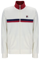 Enrico Track Jacket with Terry sripes in Gardenia/Garnet/White
