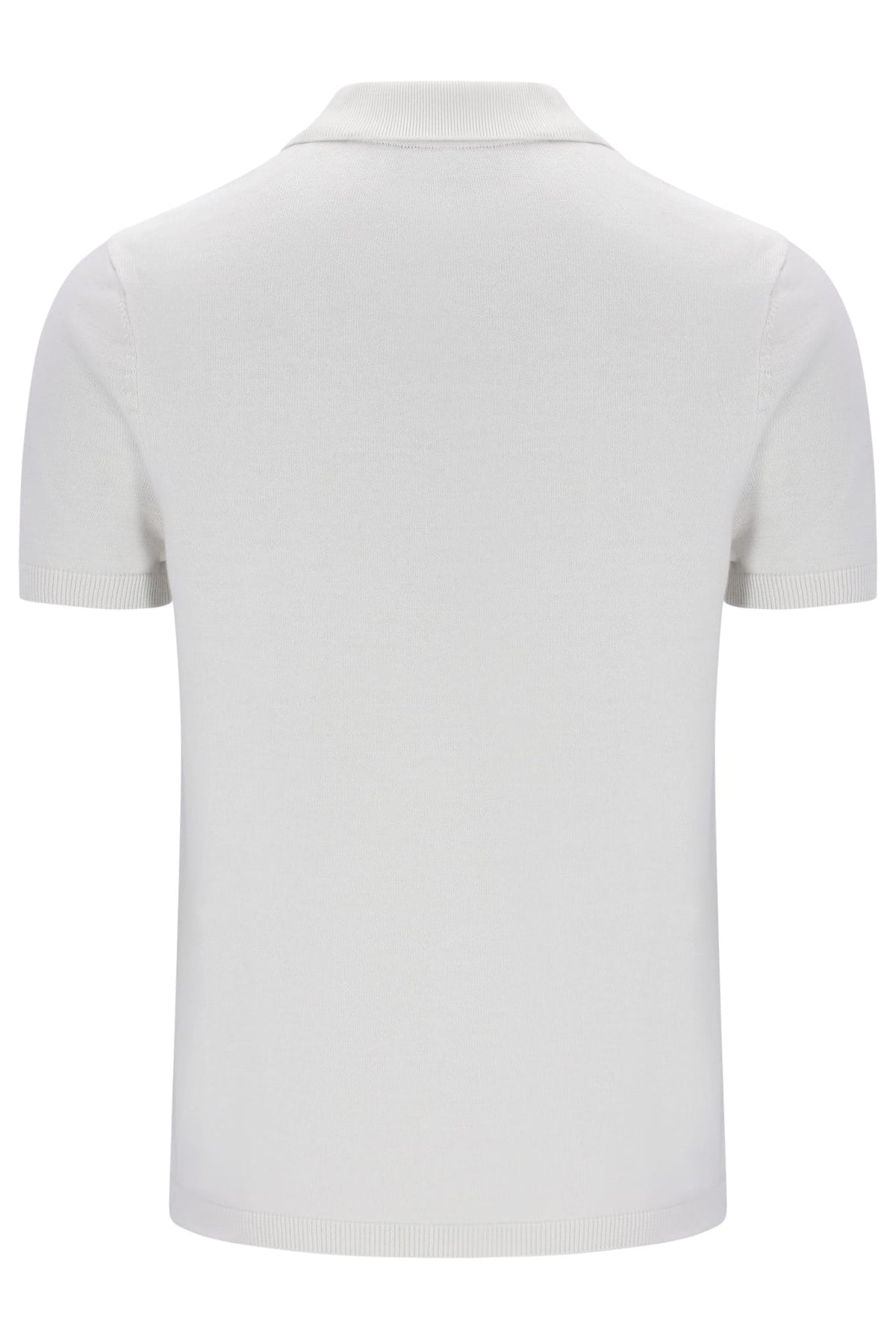 Enzo Knitted Check Zip Polo Bamboo Badge in White Down