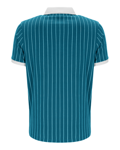 Fila Bb1 Classic Vintage Striped Polo In Deep Lagoon/Gardenia/Black