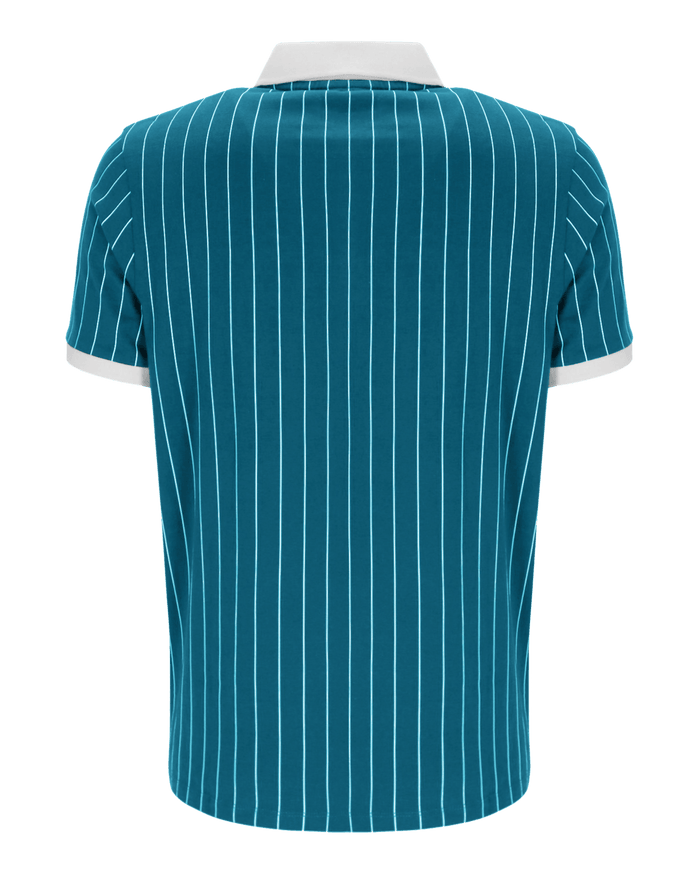 Fila Bb1 Classic Vintage Striped Polo In Deep Lagoon/Gardenia/Black