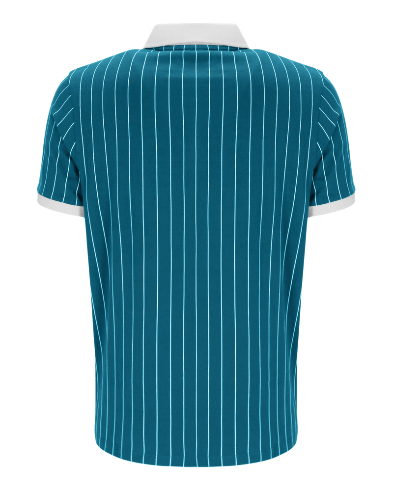 Fila Bb1 Classic Vintage Striped Polo In Deep Lagoon/Gardenia/Black