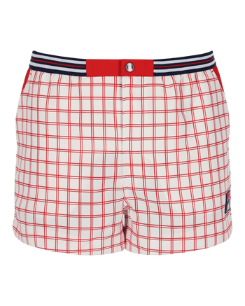 Fila Brookes Check Short In Gardenia/Red