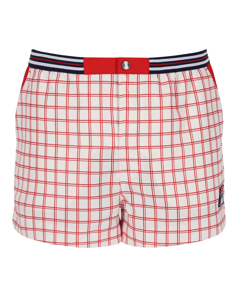 Fila Brookes Check Short In Gardenia/Red