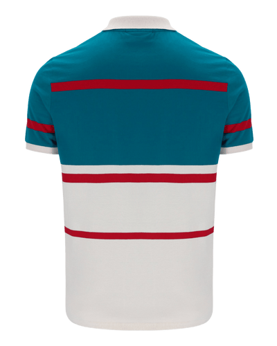 Fila Clarkson Yarn Dye Stripe Polo In Gardenia/Deep Lagoon/Fila Red