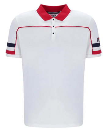 Fila Grandslam Polo Piping Polo in White/Fila Red/Fila Navy