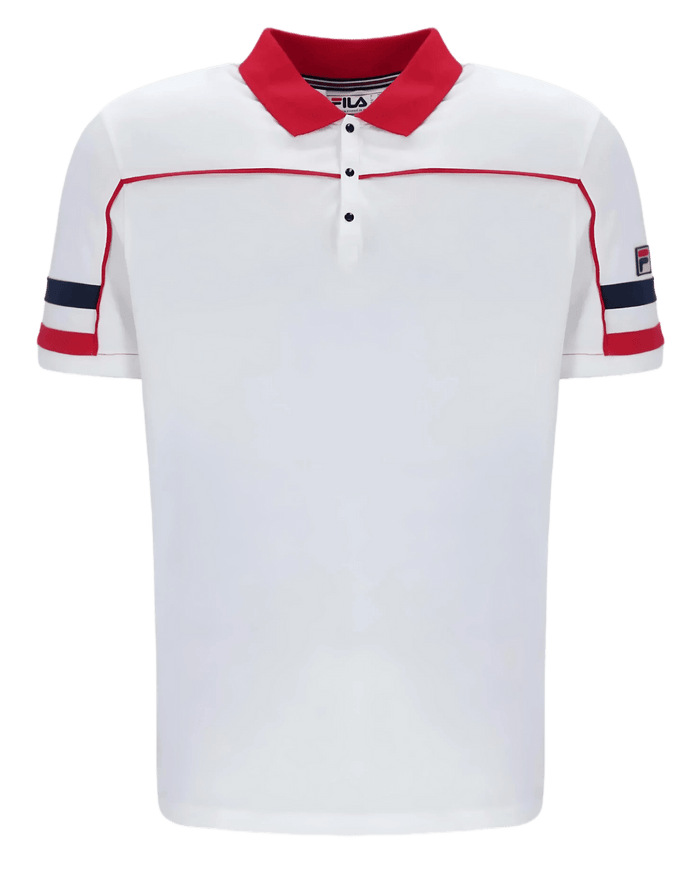 Fila Grandslam Polo Piping Polo in White/Fila Red/Fila Navy