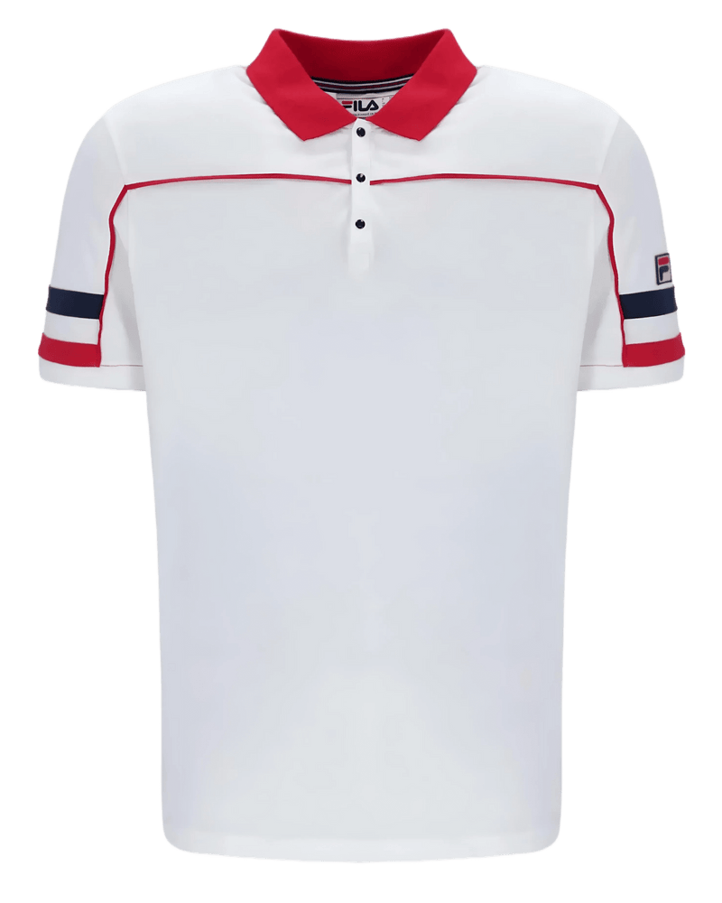 Fila Grandslam Polo Piping Polo in White/Fila Red/Fila Navy