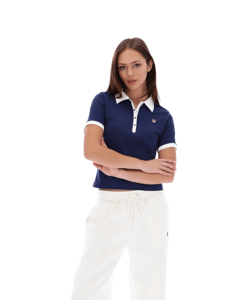 Fila Harlo Fitted Iconic Polo in Fila Navy/Gardenia