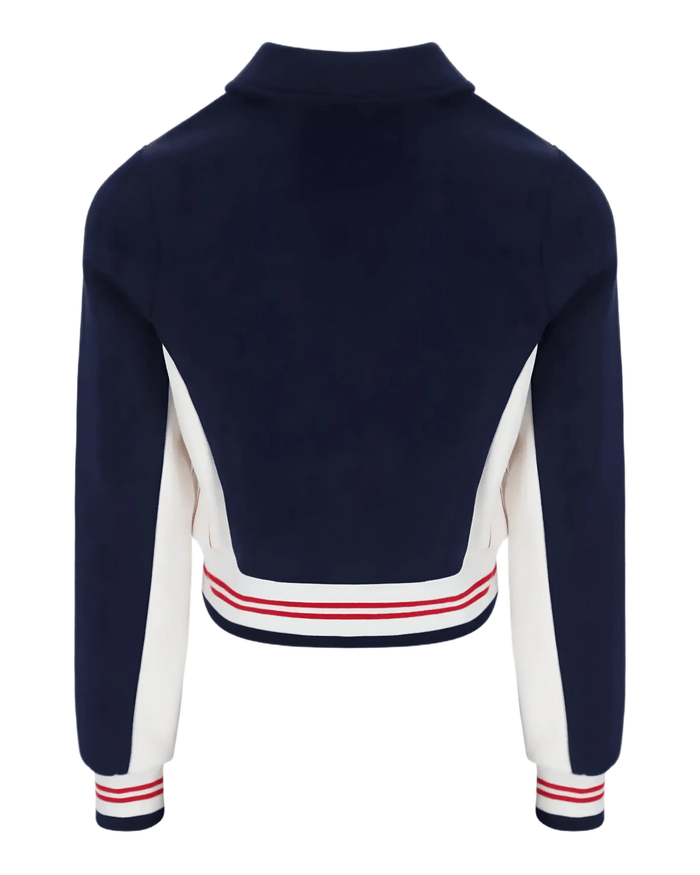 Fila Harper Cropped Zip Up Track Top in Fila Navy/Gardenia/Fila Red