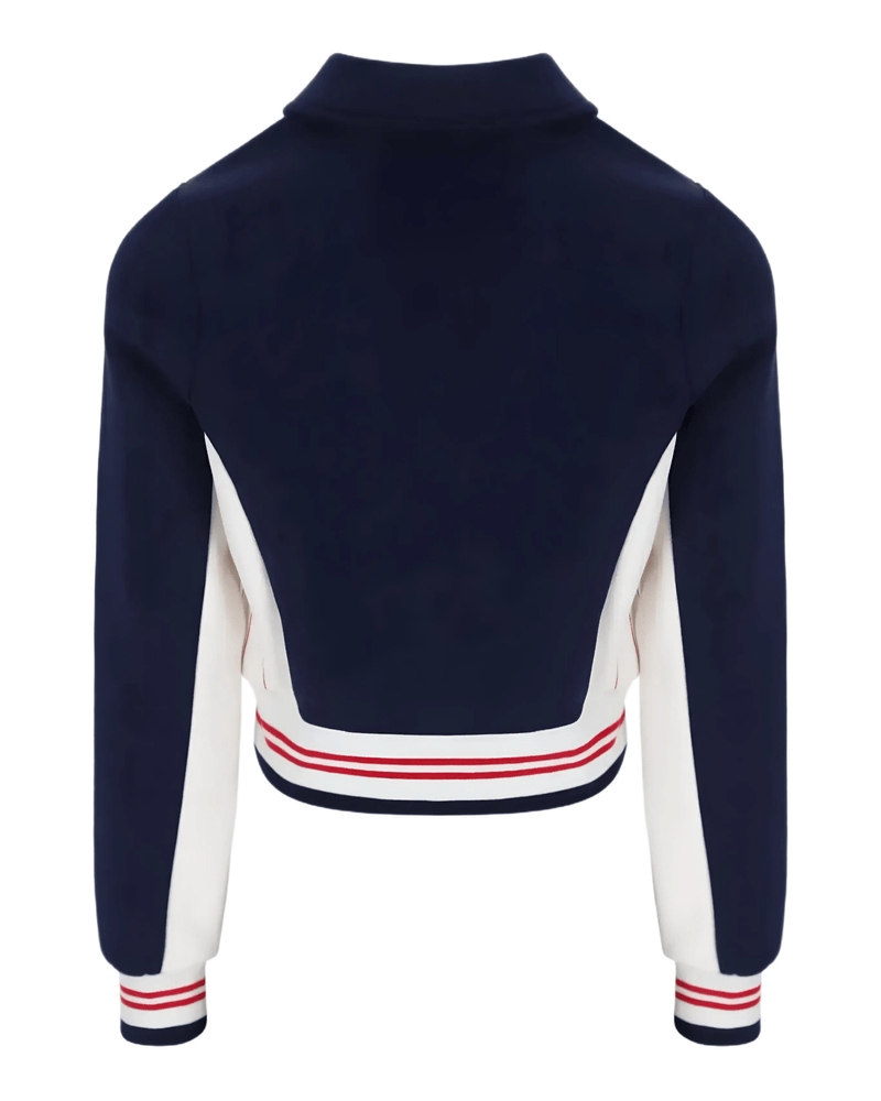 Fila Harper Cropped Zip Up Track Top in Fila Navy/Gardenia/Fila Red