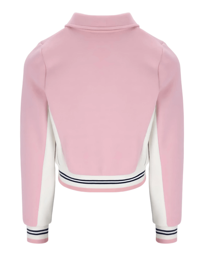 Fila Harper Cropped Zip Up Track Top in Pink Nectar/Gardenia/Fila Navy