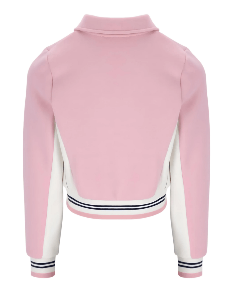 Fila Harper Cropped Zip Up Track Top in Pink Nectar/Gardenia/Fila Navy