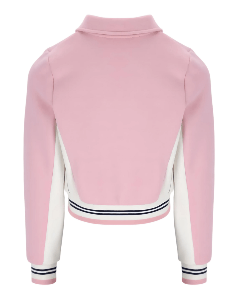 Fila Harper Cropped Zip Up Track Top in Pink Nectar/Gardenia/Fila Navy