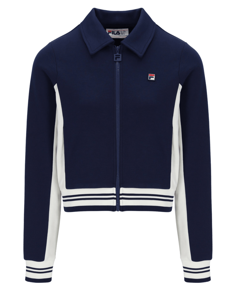 Fila Jelena Cropped Zip Up Track Top Flat Lay Collar In Fila Navy/Gardenia