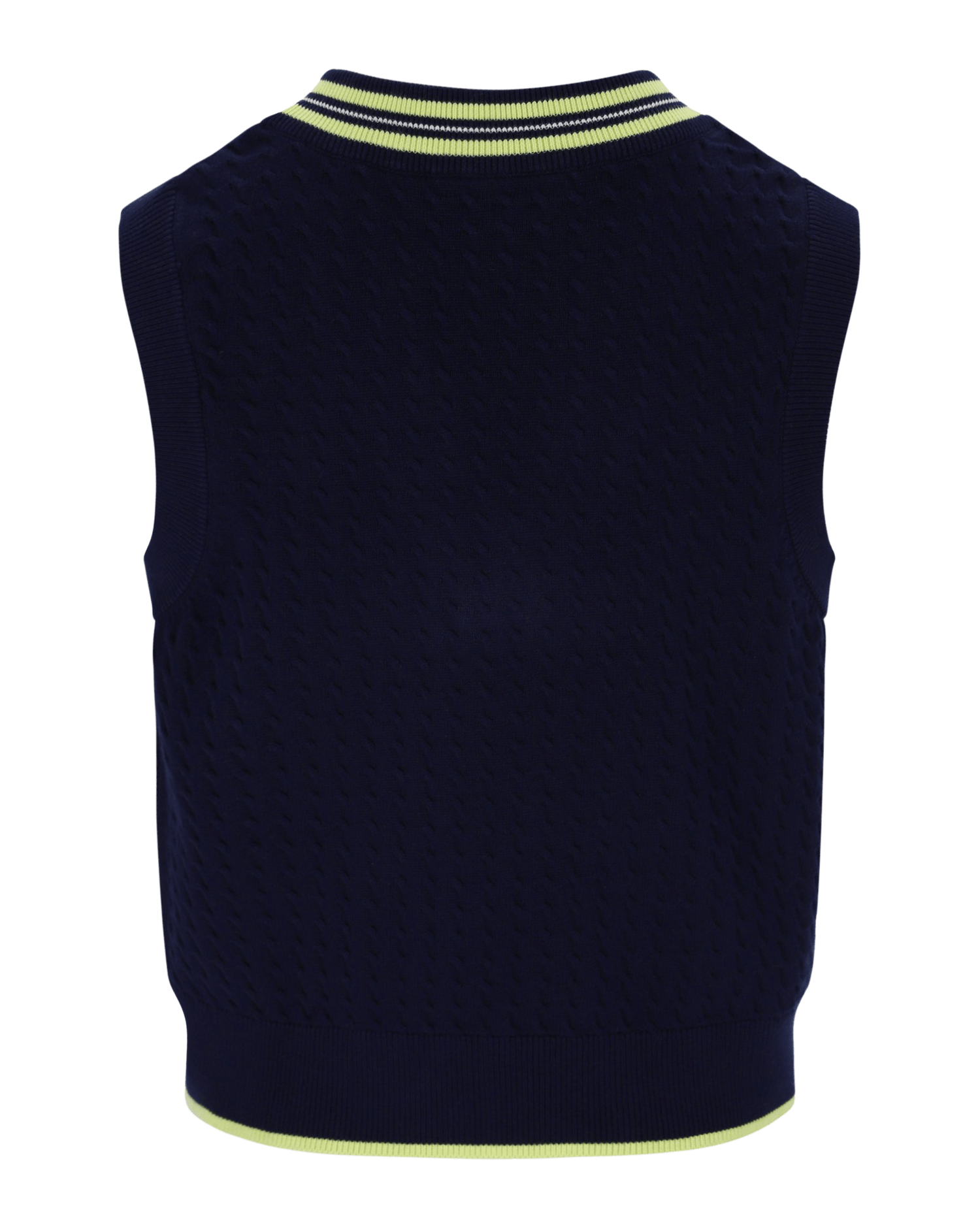 Fila Jorja Micro Cable Vest Yarn Dye Neck  Badge In Fila Navy/Shadow Lime/Gardenia
