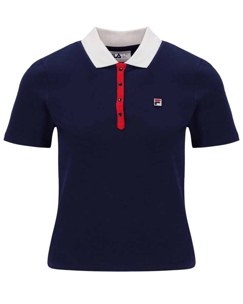 Fila Juno Fitted Iconic Polo In Fila Navy/Gardenia/Fila Red