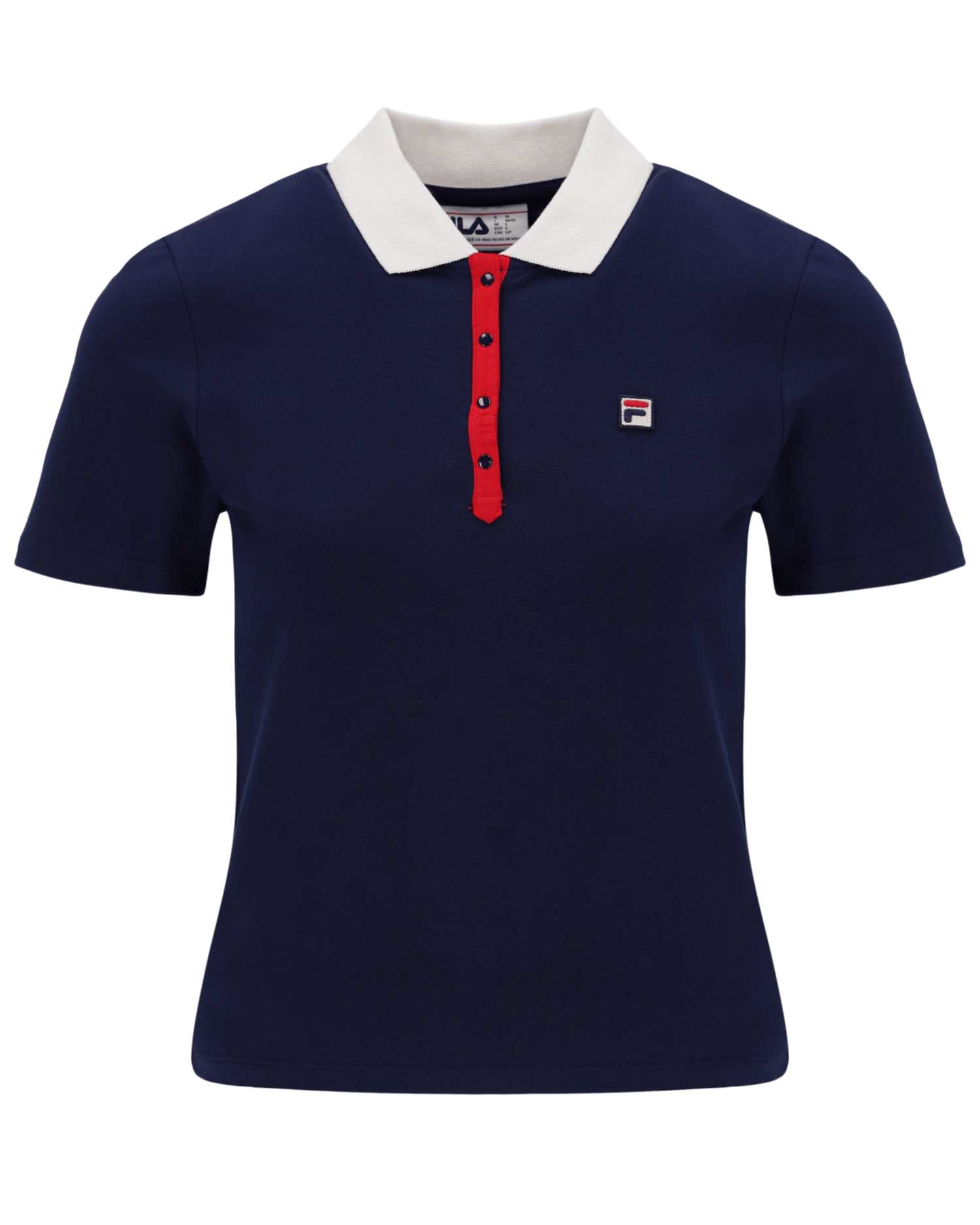 Fila Juno Fitted Iconic Polo In Fila Navy/Gardenia/Fila Red