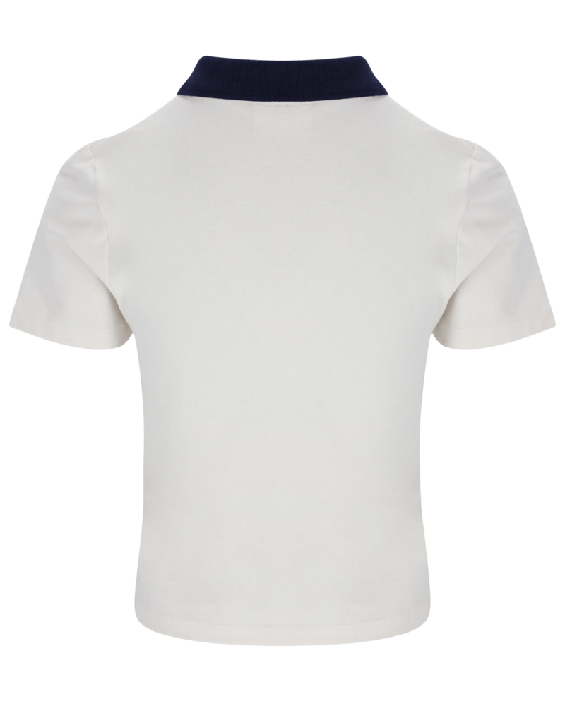 Fila Juno Fitted Iconic Polo In Gardenia/Fila Navy/Shadow Lime