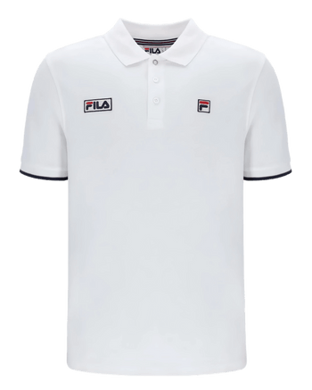 Fila Pablo Three Button Tipped Rib Basic Polo in White/Fila Navy