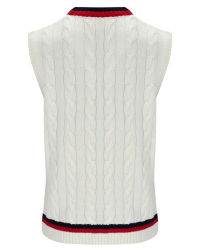 Fila Rufus Archive Cable Knit Vest In Gardenia/Fila Navy/Fila Red