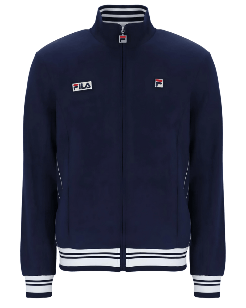 Fila Rupert Settanta Jacket With Ribbed Funnel Neck in Fila Navy/Gardenia