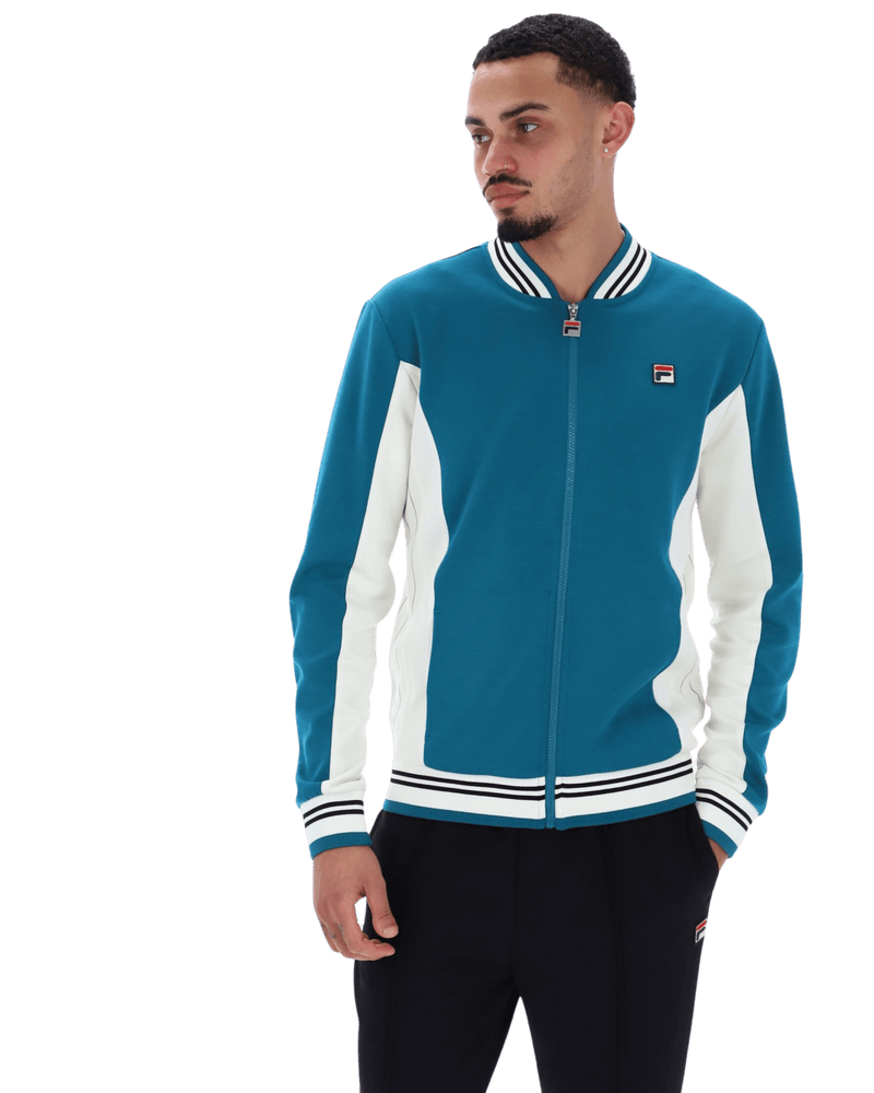 Fila Settanta Baseball Track Jacket In Deep Lagoon/Gardenia/Black