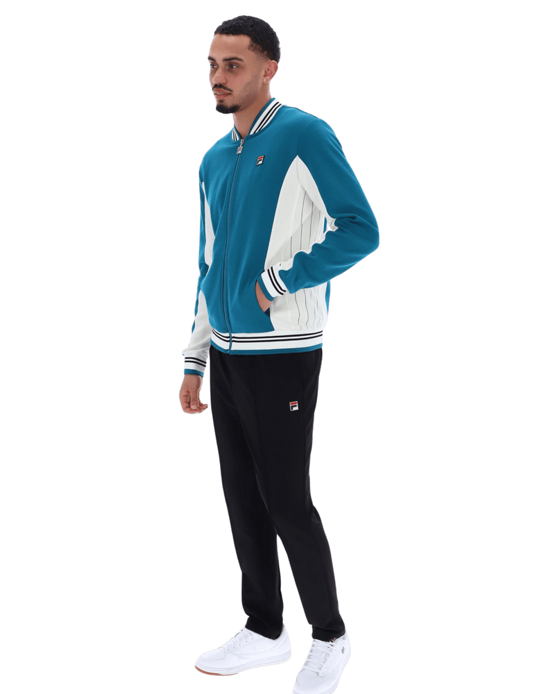 Fila Settanta Baseball Track Jacket In Deep Lagoon/Gardenia/Black