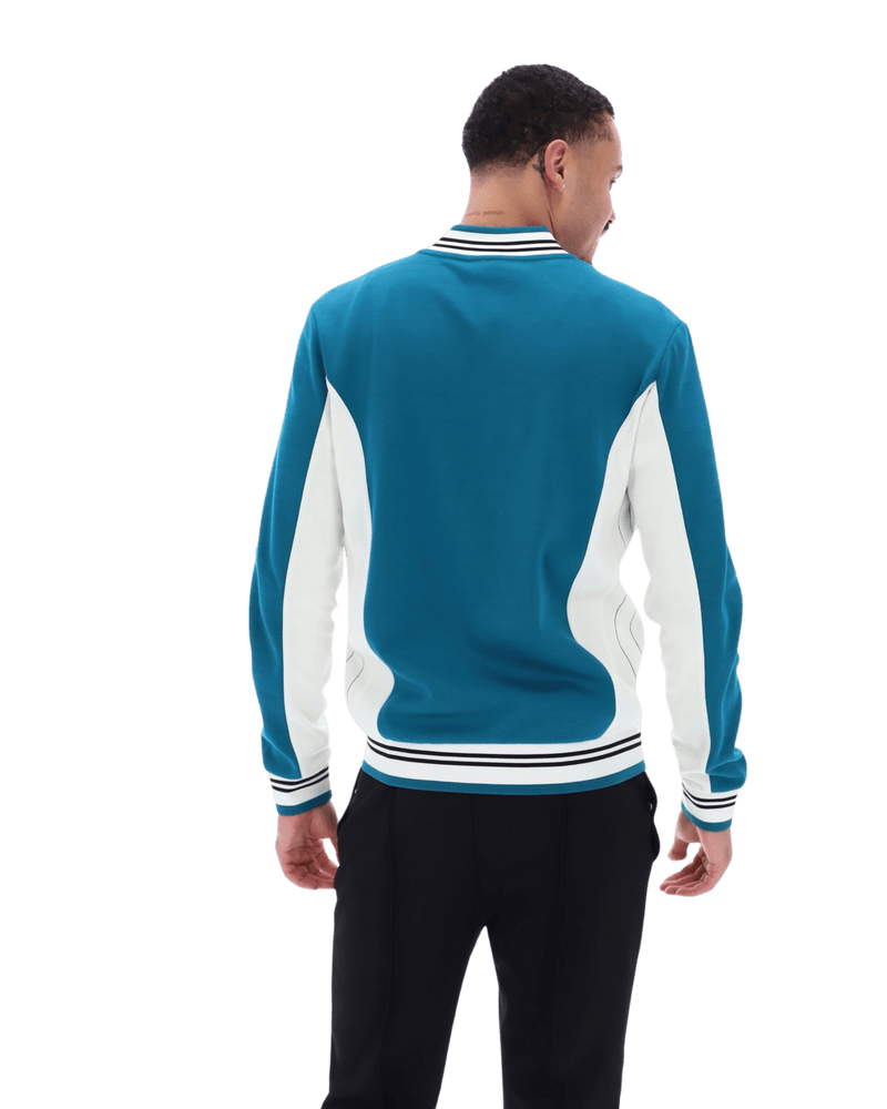 Fila Settanta Baseball Track Jacket In Deep Lagoon/Gardenia/Black