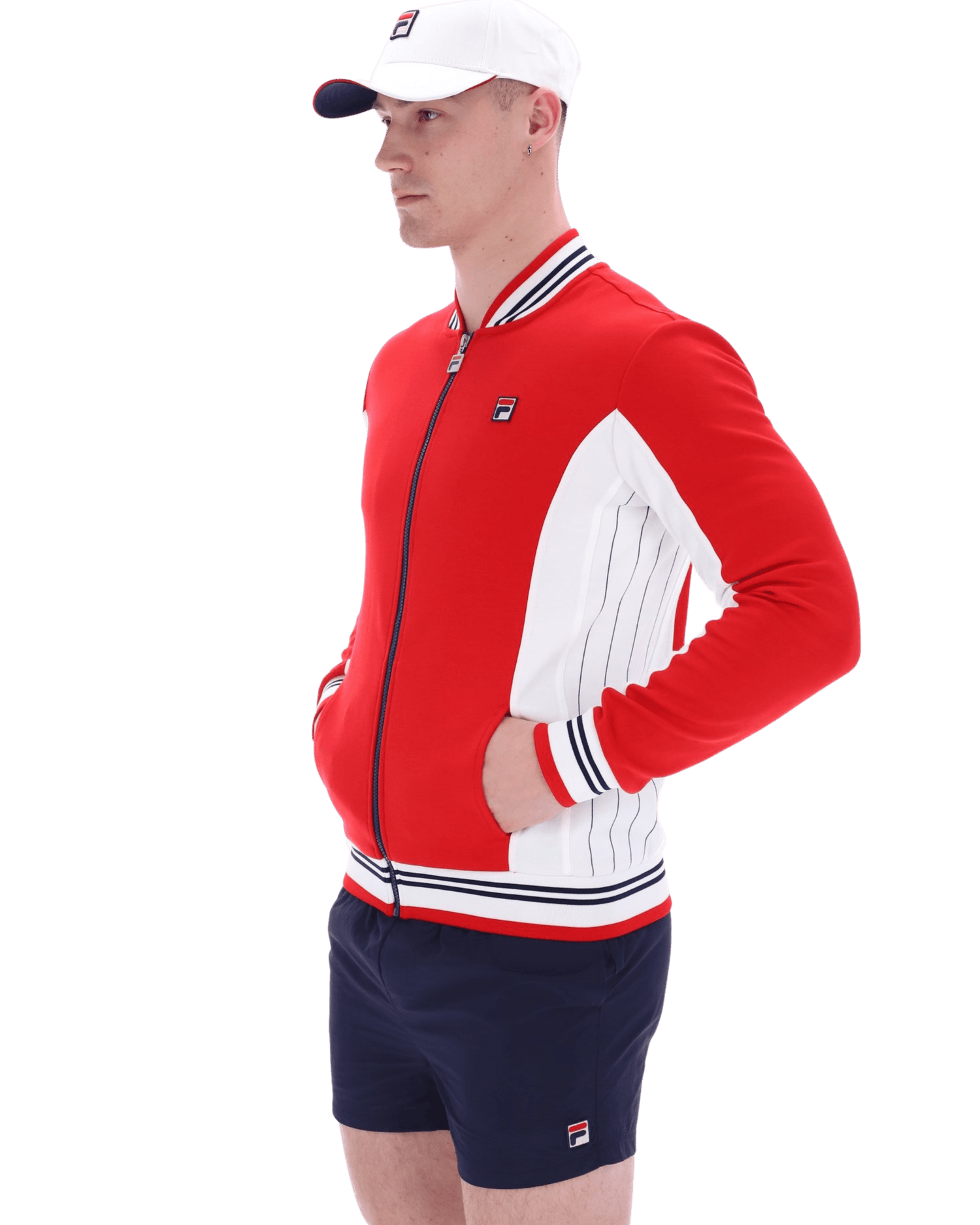 Fila Settanta Baseball Track Jacket In Fila Red/White/Fila Navy/Zn